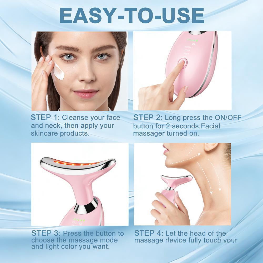 TENS& EMS 7 Color Device for Face, 4 in 1 Face Massager Tool for Skin Lifting & Firming, 3 Modes Neck Facial Massager for Skin Care with Vibration