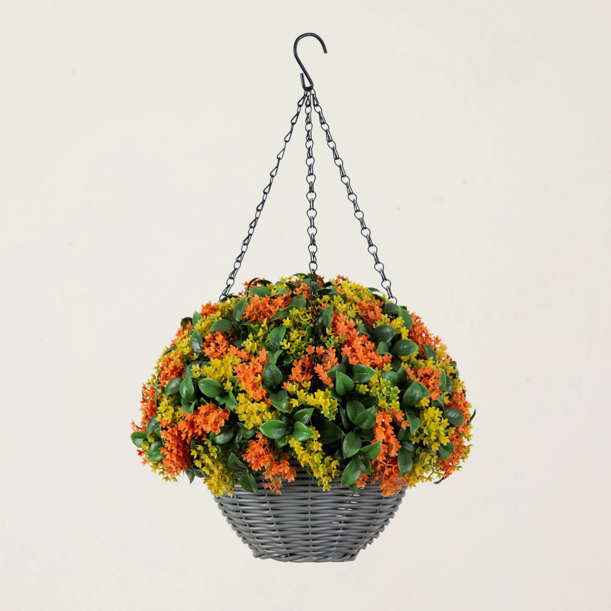 22in. UV Resistant Autumn Artificial Fall Gardenia Hanging Basket (Indoor/Outdoor)