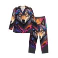 thumbnail image 1 of Balery Colorful Wolf Head Pijama para Hombre de Dos Piezas con Manga Larga, Conjunto de Dormir y Descanso Suave con Bolsillos-XX-Large, 1 of 7
