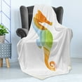 thumbnail image 4 of Animal Soft Flannel Fleece Throw Blanket, Silhouette of Sea Creature with Coral Reef Patterns Inside Aquarium Print, Cozy Plush for Indoor and Outdoor Use, 70" x 90", Orange Green, by Ambesonne, 4 of 5