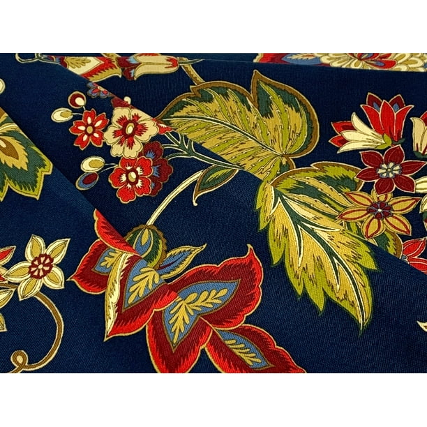 Waverly Inspirations 100 Cotton Duck 45" Width Floral Print Navy Color