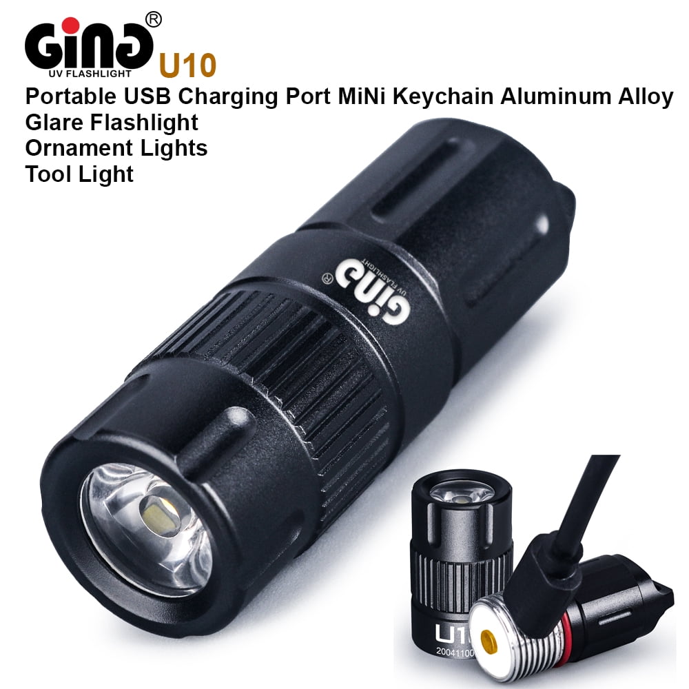 GING UV FLASHLIGHT 365nm Flashlight LED High-Power USB Rechargeable Mini Keychain Torch uv Light for Nails, Glue,Lamp -Spot Scorpions, Pet Urine, Counterfeit Money, Resin…(U10-365nm)……