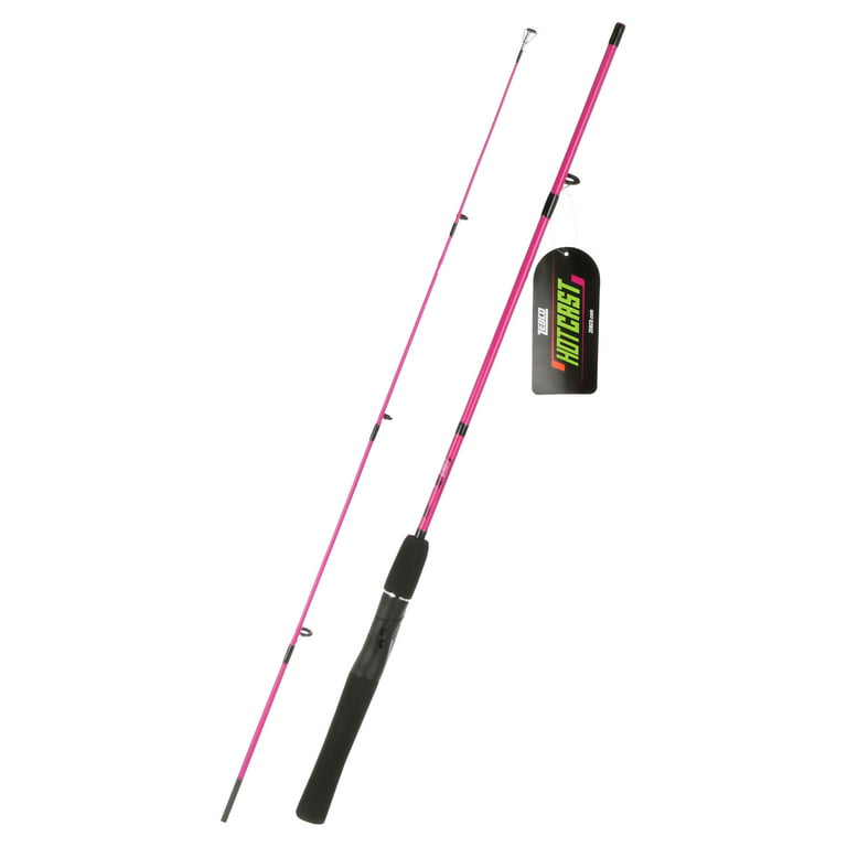 Zebco HotCast 2-Piece Spinning Fishing Rod, 4-Foot 6-inch (2-Piece Rod);  Assortment: Available in Green, Orange or Purple