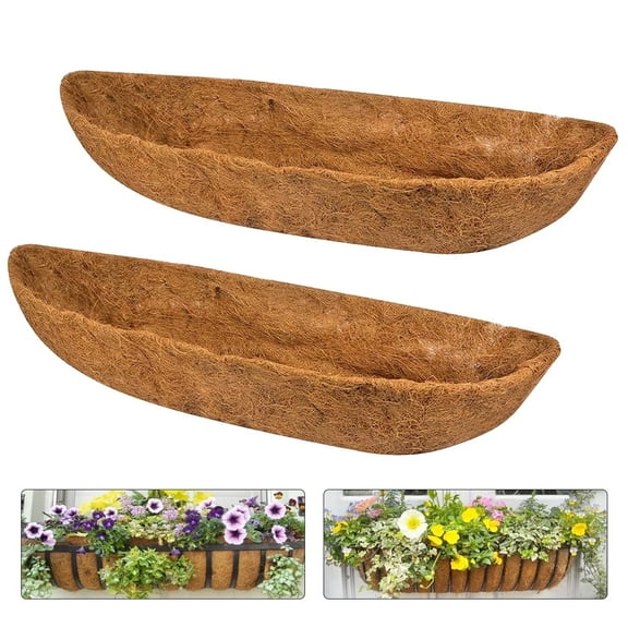 Coco Liner Wall Planter Replaceable Coco Liner for Window Box Fence Flower Baskets 30 inch 2-Pack