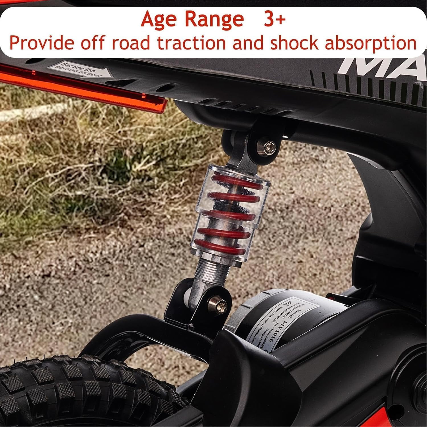 Rugerasy Electric Motorcycle,24v 350w Electric Dirt Bike for Ages 3-10, 15 MPH, 2 Speed Modes, 135 Lb Weight Capacity,Red 7
