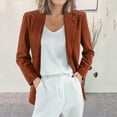 thumbnail image 2 of Gyexs Womens Long Sleeve Button Blazers Work Casual Notch Lapel Business Open Front Blazer Jacket with Pockets, Brown, Size S, 2 of 6