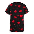 thumbnail image 5 of Afelkas Women Black Scrub Top Red Heart Print Nurse Uniform V-Neck Medical Shirt Classic Valentine Love Blouse Multicolor,XXL, 5 of 5