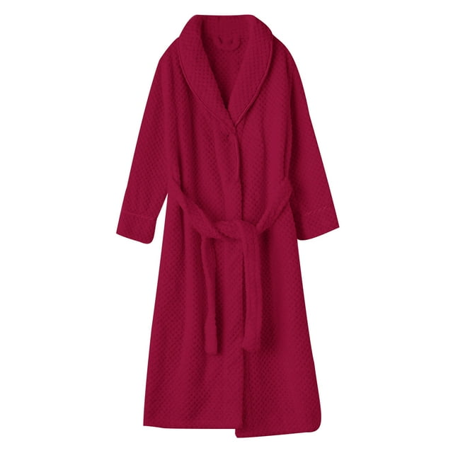 Penkiiy Womens Robe Long Kint Bathrobe Lightweight Soft Robes Ladies Bath Robe XL Hot Pink