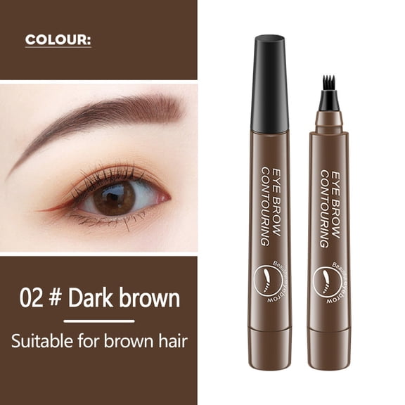 Four-head Water Eyebrow Pencil,2026 New Magic Waterproof Brow Pen, Eye Brow Contouring Pen, Fine Stroke Microblading Eyebrow Contouring Pen Waterproof 4 Tipped Precise Brow Pen(Coffee)