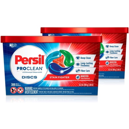 Persil Discs Laundry Detergent Pacs, Stain Fighter, 38 Count, Pack of 2, 76 Total Loads