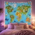 thumbnail image 2 of Illustrated World Main with Depiction Continents Each, Adventurous Vintage for Nautical Decor Lovers, Wall Decor, Mother'S Day Gift, Tapestry Wall Hanging for Dorm and Living Room, 2 of 7