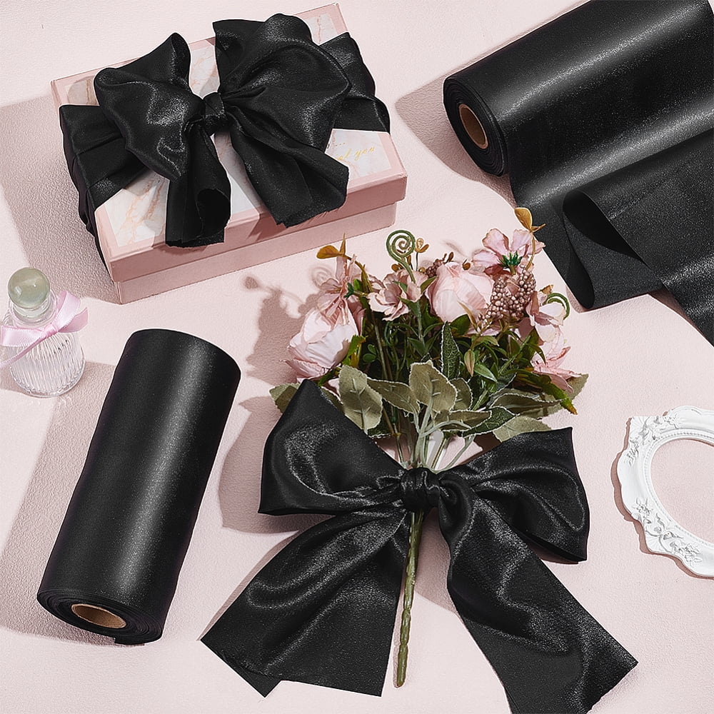 Polyester Ribbon for Party Decor Black 150mm 20m/roll