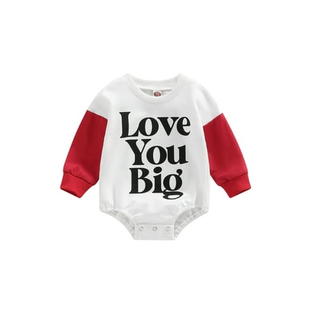

Bagilaanoe Toddler Baby Girl Boy Valentine s Day Rompers / Sweatshirt Letter Print Long Sleeve Bodysuits Pullover 6M 12M 18M 24M 3T 4T Kids Casual Short Jumpsuit Tops