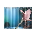 thumbnail image 3 of MKHERT Landscape with Pink Bird Window Curtain Kitchen Curtains Window Treatments 26x39 inch,Set of 2, 3 of 3