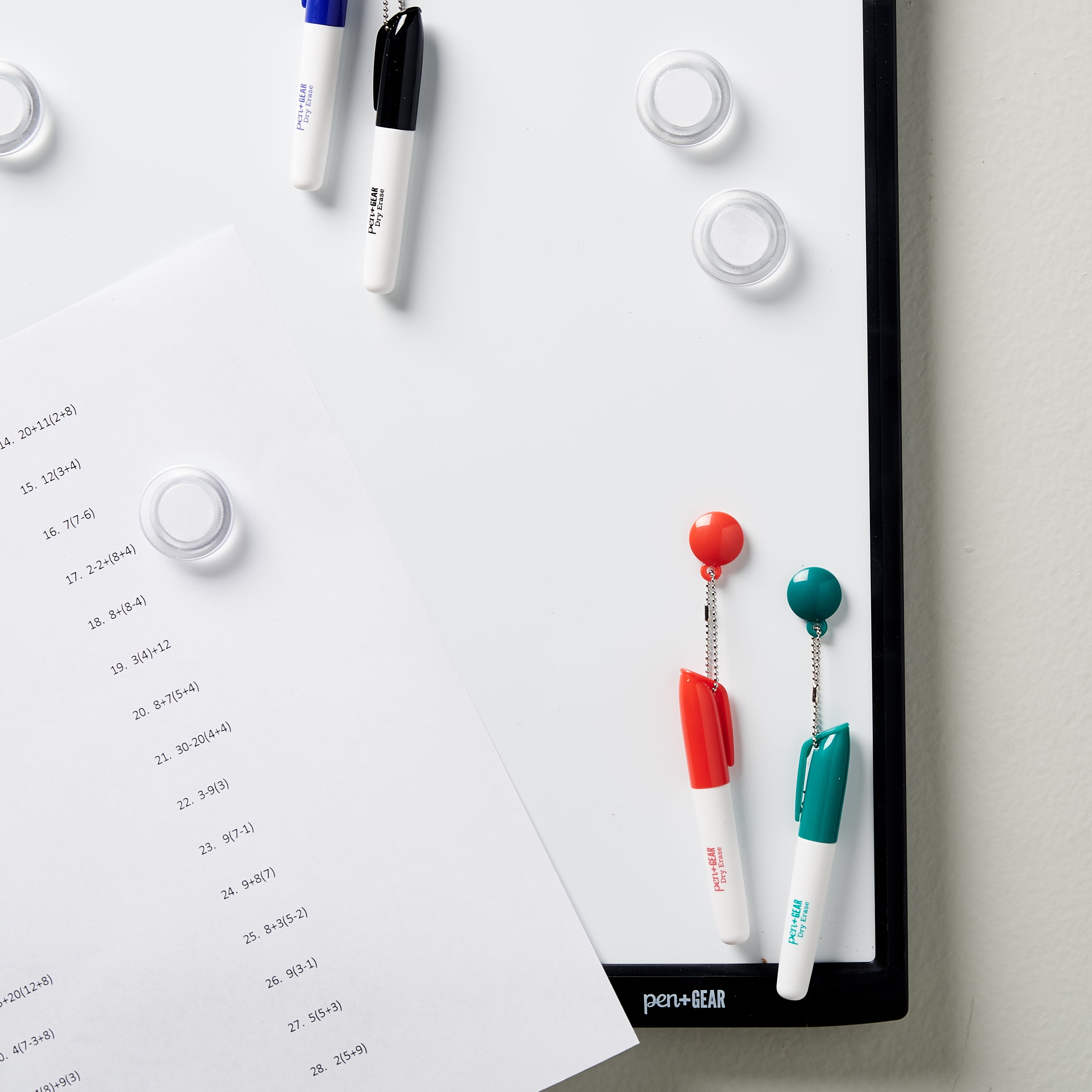 Pen + Gear Magnetic Dry Erase Board with Accessories, 17” x 23”, Black