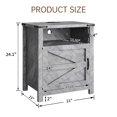 thumbnail image 4 of JolyDale Farmhouse End Table with Charging Station, 21'' Rustic Nightstand with Barn Door, Sofa Side Table with Open and Closed Storage for Living Room, Bedroom, Grey, 4 of 7
