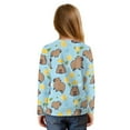 thumbnail image 2 of Xixirimido Capybara Lemon Blue Pattern Girls Casual T-Shirt Crew Neck Tunic Tops Long Sleeve Loose Fit Soft Blouse Tie-hem Tees for Fall Winter, Size 5-6, 2 of 7