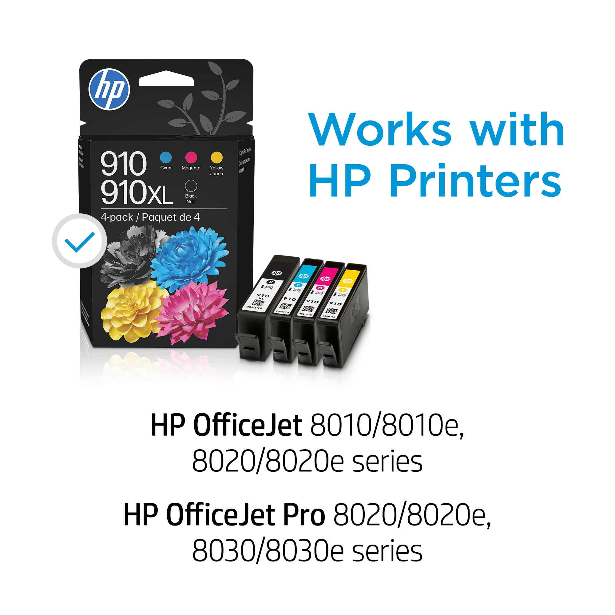 HP 910 CMY/910XL Black Ink Cartridge 4-pack