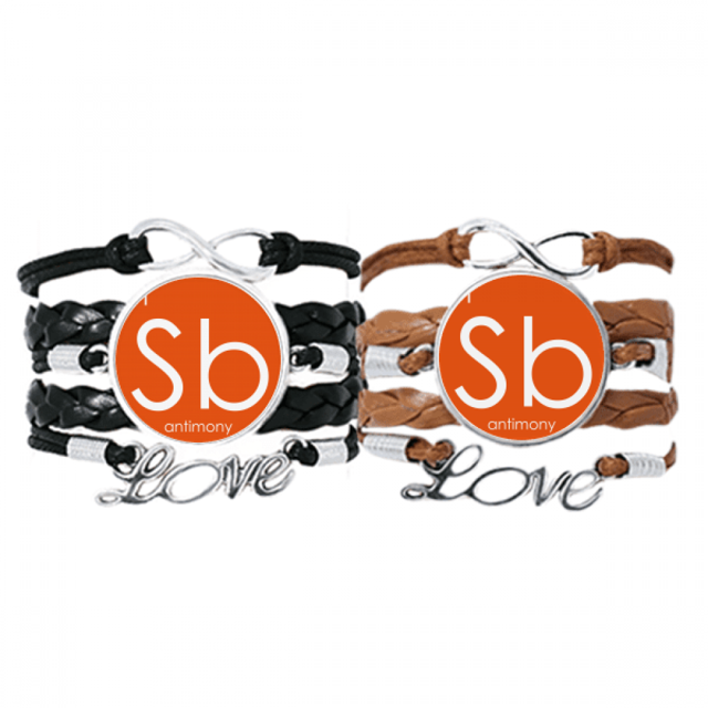 Chestry Elements Period Table Semetal Antimony Sb Bracelet Hand Strap Leather Rope Wristband Double Set