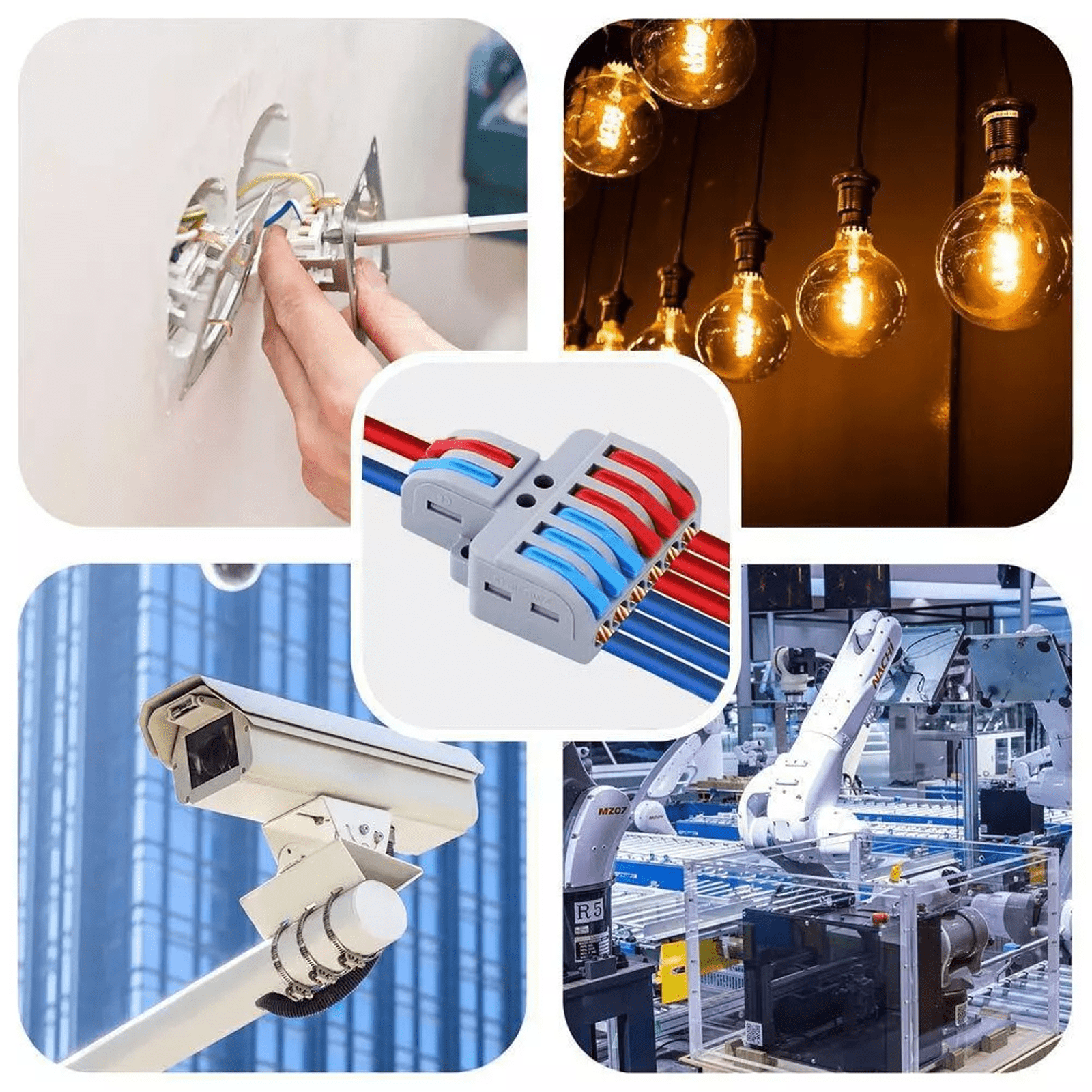NineLeaf 60PK Electrical Splice Connectors, 2 in 6 Out DIY Mini Wiring Cable Block, Compact Lever Wire Connectors, 28-12 AWG