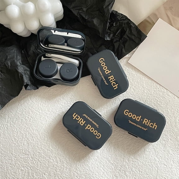 Contact Lens Case Portable Travel Storage Box with Double Lens Holders and Solution Slot for Daily Use and On-the-Go