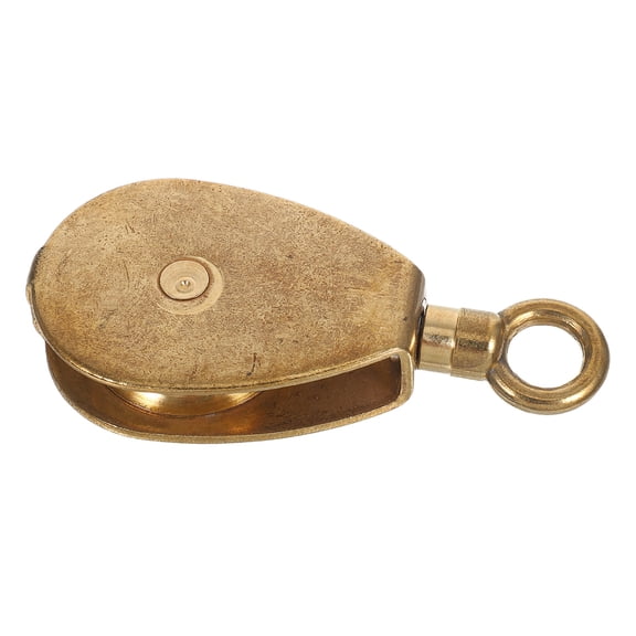 ELAYARD Golden Brass Single Pulley Block for Marine Use, Heavy Duty Rope Pulley Hardware for Boating and Sailing