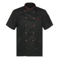 thumbnail image 2 of Zaldita Unisex Short Sleeve Chef Coat Jacket with Hat Button Restaurant Kitchen Chef Uniform 02#Black XXL, 2 of 5
