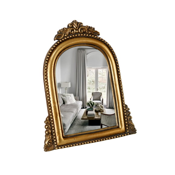 Mesa de tocador barroca adornada en oro Mirror OIGUMR, 24 x 16 cm