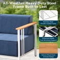 thumbnail image 4 of Unnifurnzi Outdoor Patio Couch-High Back 3 Seater Outdoor Couch with 10 Inches Thick Cushions Outdoor Sofa for Deck Porch Poolside Balcony-White/Blue, 4 of 7