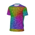 thumbnail image 6 of Wukai Colorful Glitter Print Men's Short-Sleeved Mesh T-Shirt,Quick-Dry Short Sleeve Workout T-Shirt-X-Small, 6 of 8