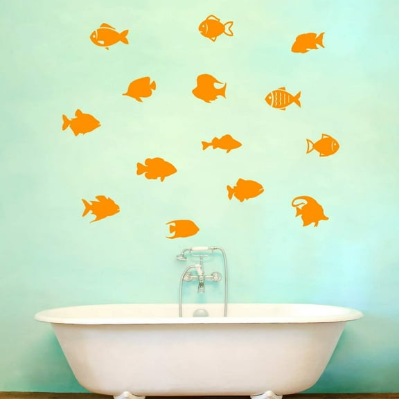 VWAQ School of Fish Wall Stickers - Pack of 14 Vinyl Decals - Version 2