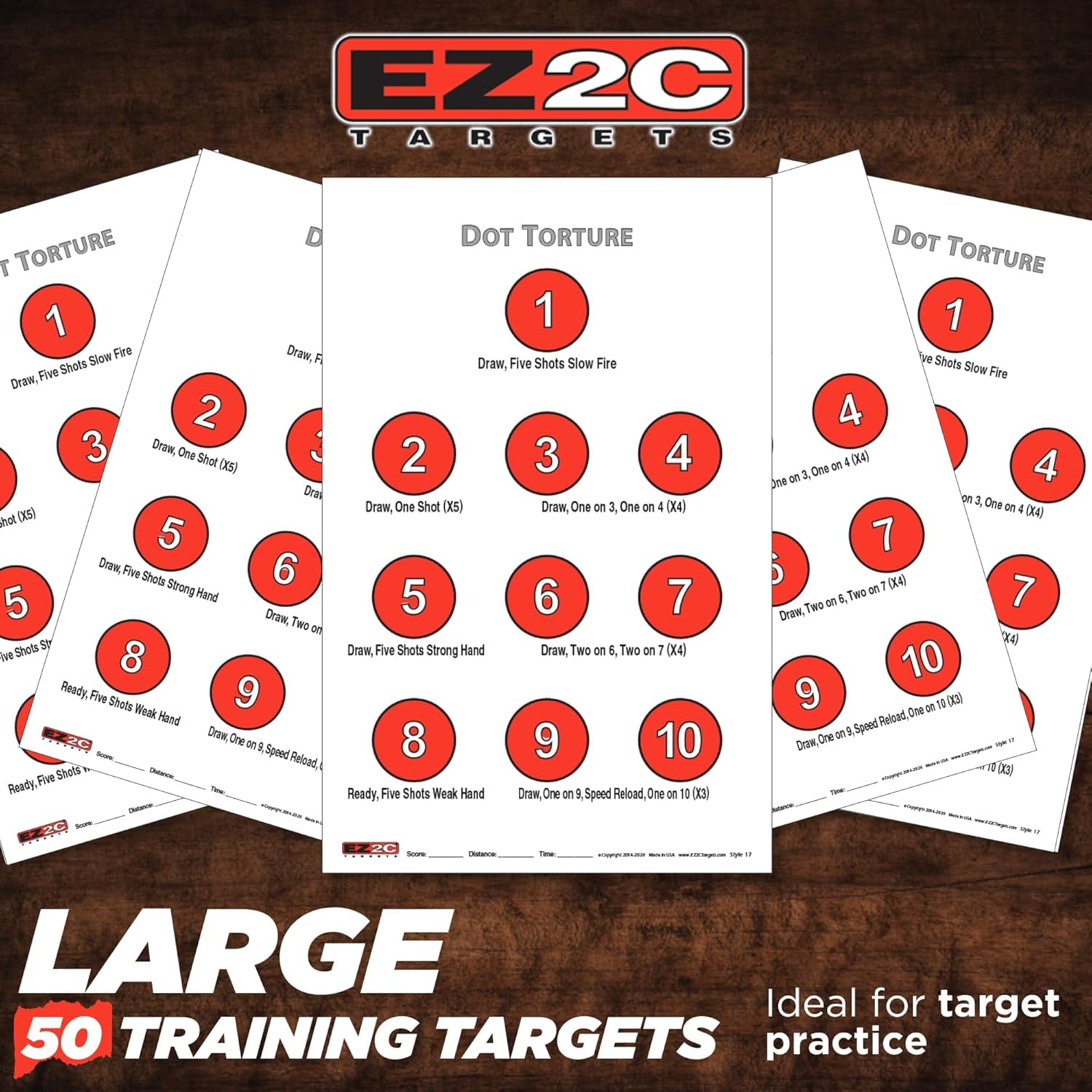 EZ2C Targets Style 17 Dot Torture Drill Shooting Target Pack, 11"x17" Paper Targets for Shooting, Compatible with Pistols Handguns for Indoor and Outdoor Gun Range Target (Tear-Off Pad of 100)