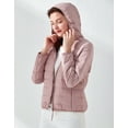 thumbnail image 4 of Wenseny Women’s Casual Zipper Lightweight Down Puffer Coat Hooded Warm Jacket Pink M, 4 of 7