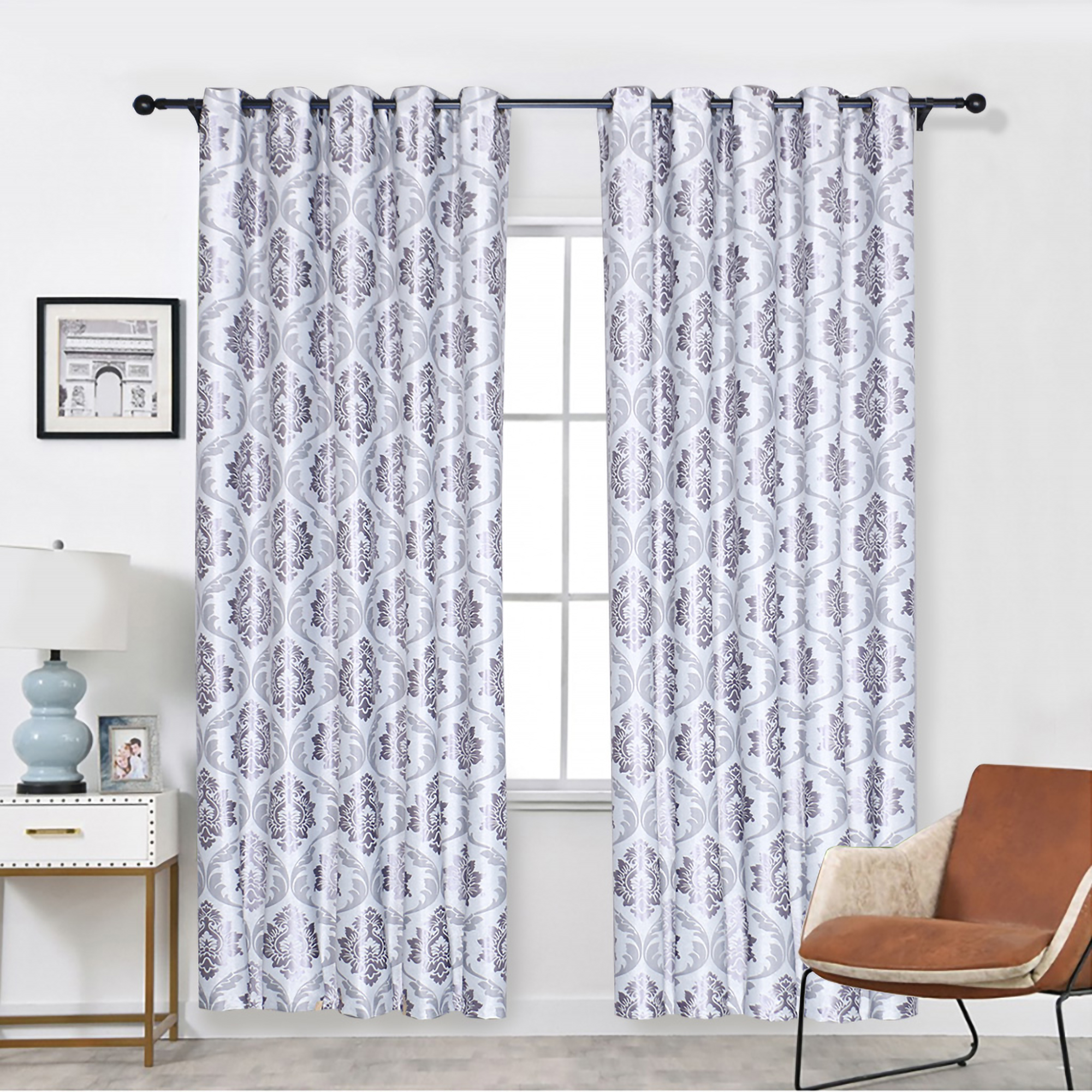 1/2/4PCS Retro Jacquard Blackout Curtain Window Treatment Curtain