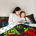 thumbnail image 5 of Homewish Colorful Gamepads 3 Pieces Queen Comforter Set for Kids Children Boys,Graffiti Splash Ultra Soft Bedding Sets,Video Game Bedding Comforter Set Breathable,Super Cozy Room Decor,Reversible, 5 of 8