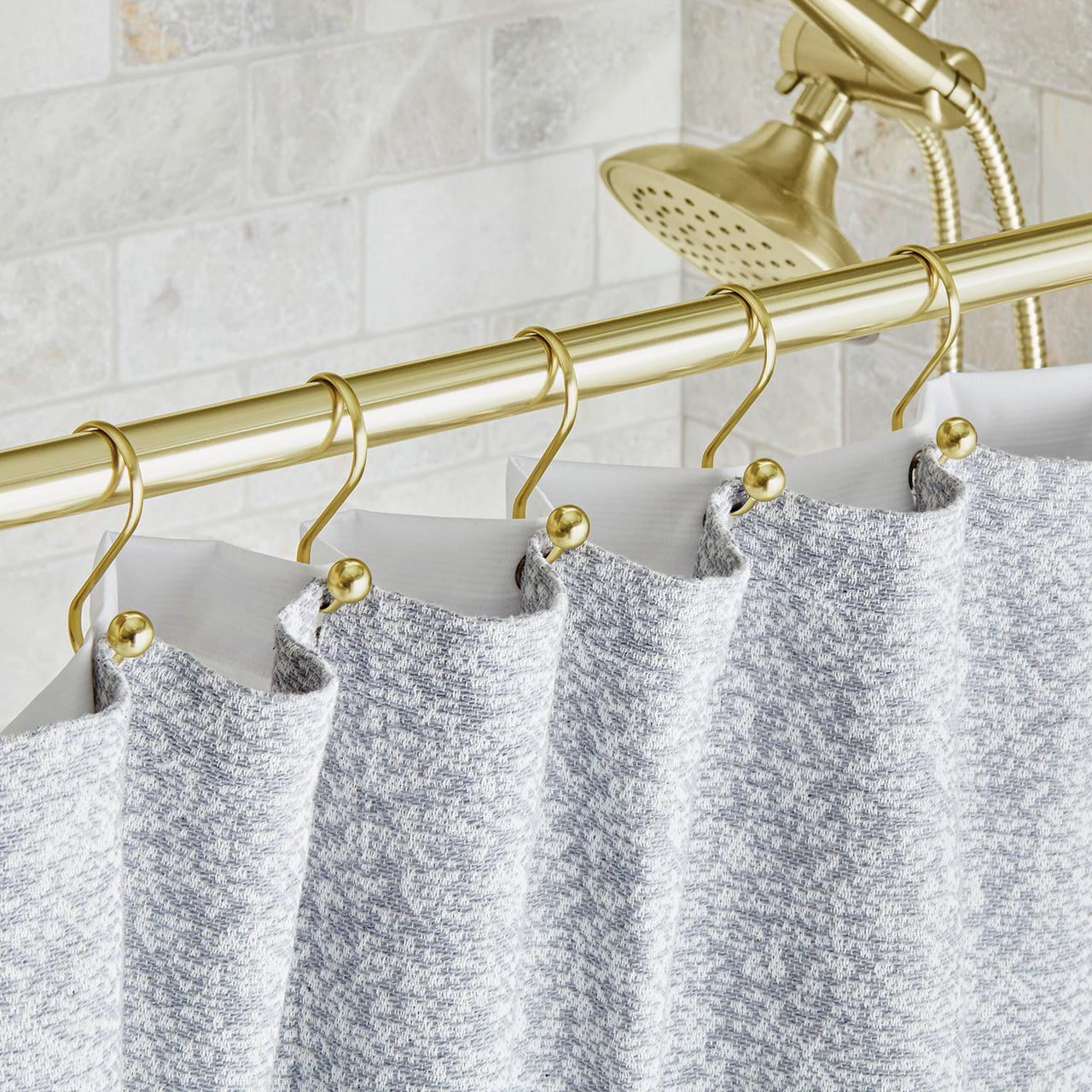 Better Homes & Gardens Plated Brass Ball Rust-Proof Steel Shower Hooks, Set of 12