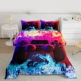 thumbnail image 2 of Feelyou 3D Gamepad Gaming Boys Queen Comforter Set, Fire and Water Bedding Set, 3pcs, 2 of 8