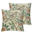 thumbnail image 2 of JRXY Vintage Bird Floral Pillow Covers  Pink Green Yellow Flower Leaves Decorative Throw Pillows For Couch Chinoiserie Cases Farmhouse Home Decor Sofa Bed Porch Outdoor White, 2 of 6