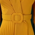thumbnail image 6 of AURA Women’s Pleated Midi Dress Suit Collar High Waist Three Quarter Sleeve Solid Color S XXXL, 6 of 7