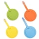 thumbnail image 2 of 4 piezas Etiquetas de equipaje de cuero redondas Etiqueta de equipaje de moda multicolor Tarjeta de nombre de bolso para mochila Maleta de viaje (Estilo amarillo, azul, verde, naranja), 2 of 4