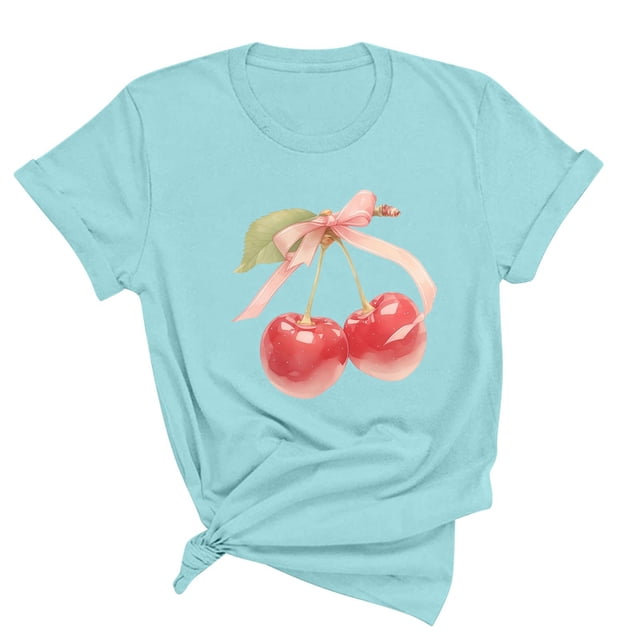 Blusas de Manga Corta para las Mujeres Divertida Impresión Cuello Redondo Camiseta Vintage, Blusas de Primavera para las Mujeres