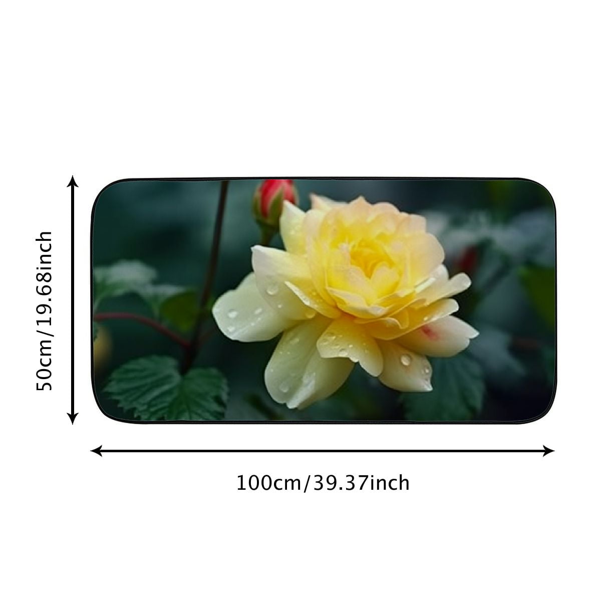 PHYHOO Doormat Floor Rug/Mat - Rose Junction Leverkusen Maigold Flowers Yellow Decorative Door Mat, Door Mat with Non-Slip Rubber Backing, Easy Cleaning, Traps Dirt, Rug for Entry, Patio