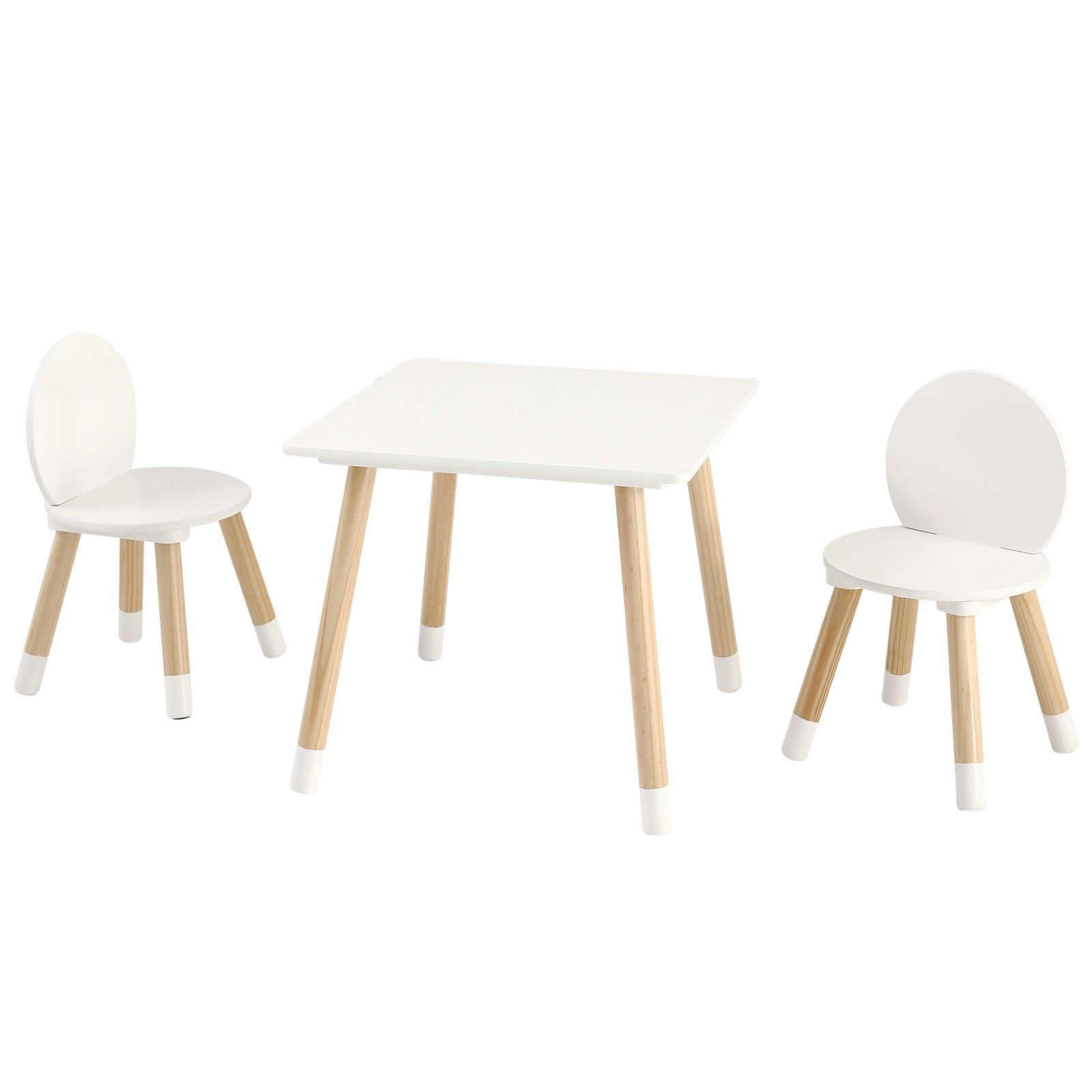 Kids Table and Chairs, Toddler Table and Chair Set, Children Wooden Multi-Activity Table for Play, Art, Craft, Reading, Learning, Eating, 1 Table and 2 Chairs