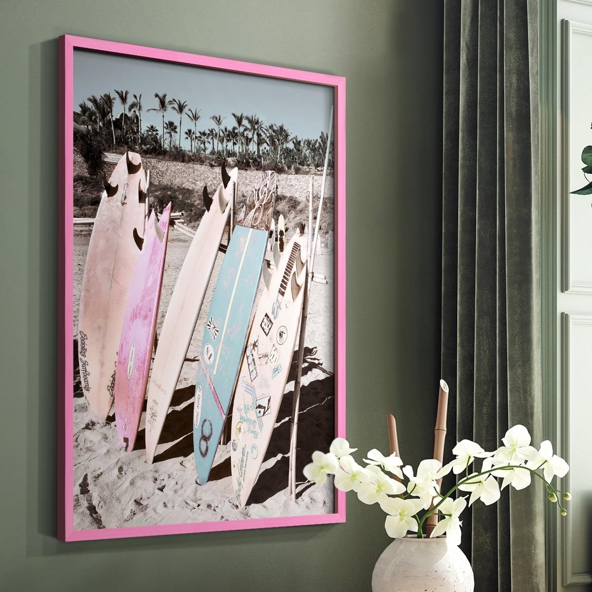 Wave Ready Framed Print in Pink Solid Wood 11 x 14 Framed Print