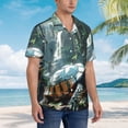 thumbnail image 5 of Daiia Turtle In Jungle Waterfall Hawaiian Shirt for Men Gentle Cotton Regular Short Sleeve Casual-Small, 5 of 9