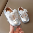 thumbnail image 5 of Gpaecead Girls Mesh Bow Mary Jane Shoes Soft Sole Non Slip Faux Leather Princess Dress Shoes For Toddler, Silver, 5 of 8