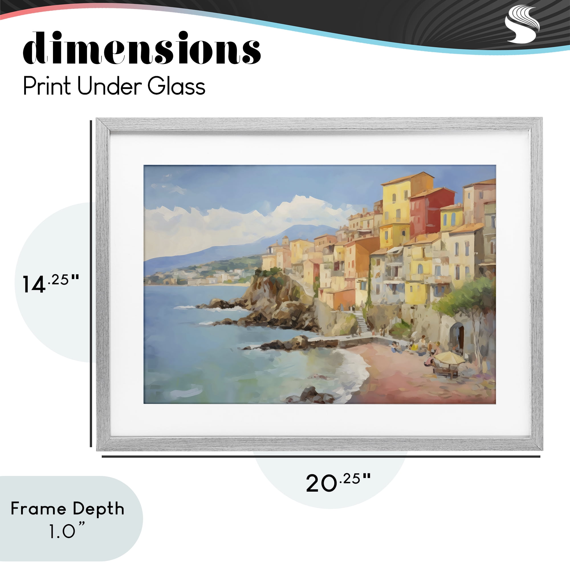 Stupell Industries Colorful Coastal Town by Sea Gray Framed Print Under Glass, design by Creative Studio