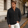 thumbnail image 3 of Mens Cardigan Sweater Long Sleeve Casual Button Down Lapel Collar Hollow out Knit Cardigans Fall Clothes, 3 of 6