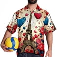 thumbnail image 4 of Eiffel Tower Valentine's Day Men's Short Sleeve Printed Button Down Beach, Casual, Poplin Shirts for Summer Vacation, 4 of 6