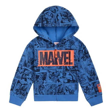 Marvel Avengers Spider-Man Iron Man Captain America Fleece Zip Up Hoodie Toddler to Big Kid